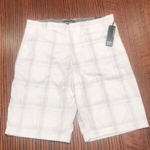 Burnside White and Gray Plaid Shorts, Men’s size 34, New With Tags